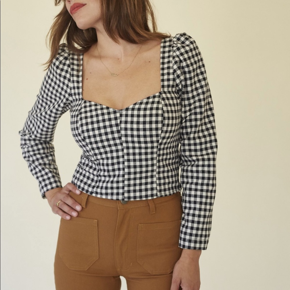Lykke Wullf Georgia Blouse B&W Gingham Large